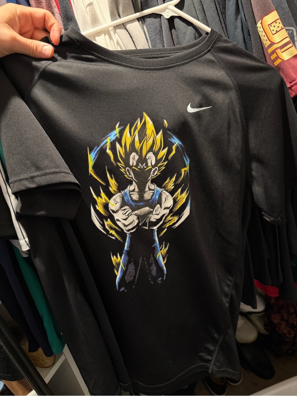 Nike Dragon Ball Z Majin Vegeta Shirt DBZ Men’s TShirt Large Black Moisture Wick